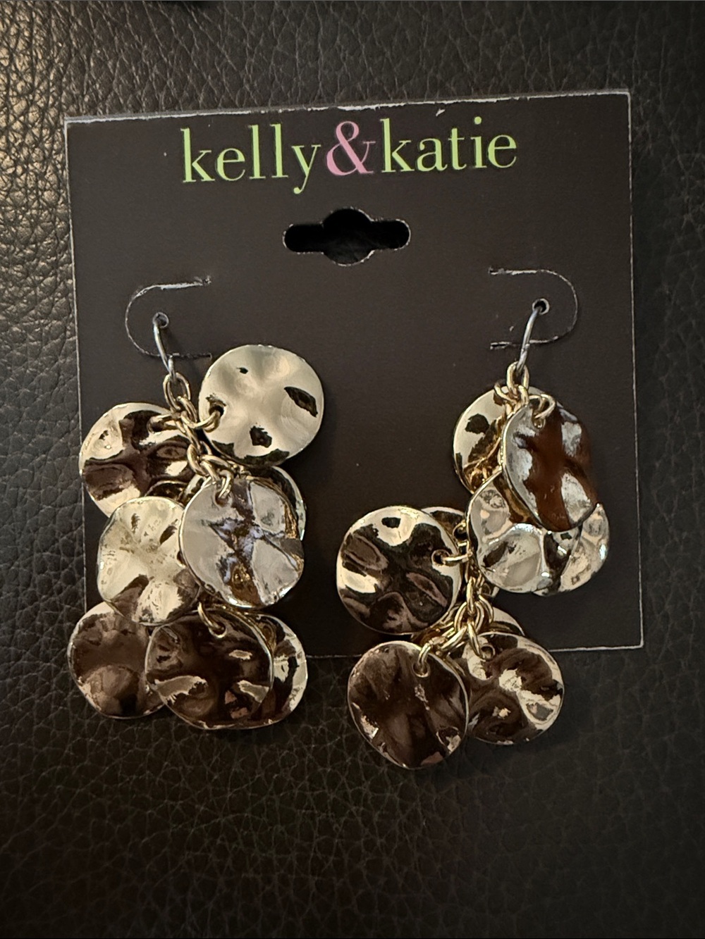 Kelly & Katie Gold and Brown Layered Disc Dangle Earrings
